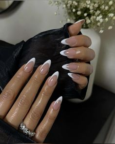 nail inspo simple french white almond nails Nails Short Almond, White French Nails, Almond Nails French, French Tip Press On Nails, Short Almond Nails, Short Almond, French Tip Acrylic Nails, Almond Nails Designs, Almond Acrylic Nails