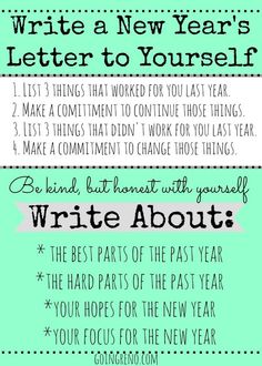 a poster with the words write a new year's letter to yourself