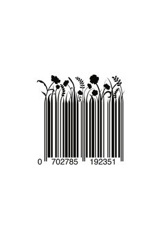 bar code with flowers and leaves on it