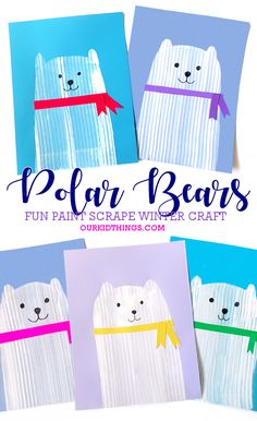 Paint Scrape Polar Bear Craft Easy Polar Bear Crafts For Kids, Art Craft For Kids, Polar Bear Paint, Adventure Crafts, Animals Craft, Winter Art Projects