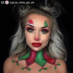 Christmas Clown, Body Painting Art, Snow Beauty, Christmas Party Makeup, Make Up Designs, Cold Christmas