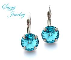 Swarovski Crystal Earrings, Light Turquoise Earrings, Light Blue Earrings, Cushion Cut Earrings, 12mm Earrings, 8mm Earrings, Round Crystal Earrings I'm offering these Swarovski crystal earrings in light turquoise in assorted styles, sizes and finishes. Whatever your style may be, I've got them for you. They range in size from the daintiest 6mm for your little princess and as large as 12mm for the fashionista in your family. The smaller 6 and 8mm sizes are the round chatons. The 10mm size is the Blue Round Clip-on Jewelry, Nickel-free Turquoise Crystal Earrings For Gift, Turquoise Jewelry With Ear Wire For Wedding, Adjustable Silver Earrings With Prong Setting, Formal Turquoise Round Earrings, Turquoise Wedding Jewelry With Ear Wire, Blue Round Stone Earrings For Gift, Turquoise Clip-on Round Jewelry, Turquoise Clip-on Jewelry Gift