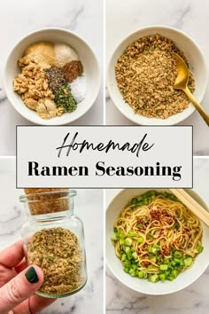 Ramen seasoning recipe graphic. Quick Homemade Ramen, Seasonings For Ramen Noodles, Homemade Top Ramen Seasoning, Homemade Ramen Seasoning Chicken, Easy Homemade Ramen Broth, Ramen Powder Recipe, Low Sodium Ramen Seasoning, Dry Ramen Recipes, Top Ramen Seasoning Homemade