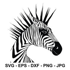 a zebra's head with spikes on its face and the words svg eps dxf png - jpg