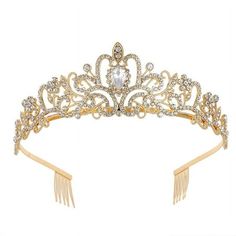 Sparkling Crystal Princess Tiaras for Women Girl Crown Queen Headband Fashion Headpiece for Wedding Birthday Bride Bridal Prom Party Halloween Costume Christmas Hair Accessories Valentines Mothers Day Gifts There may be some color difference when shooting lighting issues Color: Gold. Hollowen Costume, Cute Tiara, Gold Crown Wedding, Fantasy Crowns, Fashion Headpiece, Headpiece For Wedding, Princess Tiaras, Crystal Princess, Quinceanera Crown