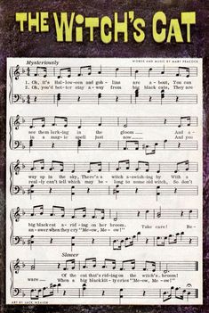 an old sheet music page with the words, the witch's cat