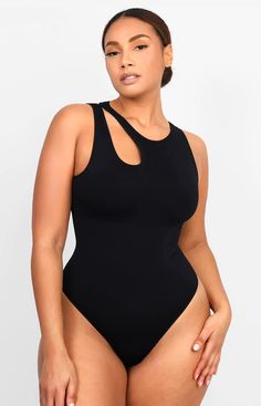 Fashion, function, and sustainable! PowerConceal™ Eco-Chic Cut-Out Bodysuit smooth shaping figure, cool asymmetrical cut-out bodysuit is a top pick for all go-out looks! Cut Out Bodysuit, Tummy Shaper, Apple Body Shapes, Going Out Looks, Swimsuit Sale, Cutout Bodysuit, Cut Out Swimsuits, Eco Chic, Knit Fashion