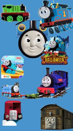 thomas the tank engine and his friends are depicted in this cartoon character wall decal