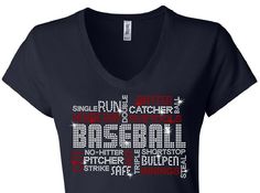 a women's v - neck shirt with the words i love baseball printed on it