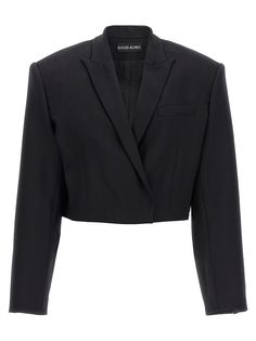 'Cropped' single-breasted stretch wool blazer with button closure and long sleeves.DAVID KOMA'Cropped' blazeroversized fit UK size Crepe Blazer, Tuxedo Blazer, David Koma, Italian Outfits, Tailored Blazer, Cropped Blazer, Single Breasted Jacket, Oversized Blazer, White Blazer