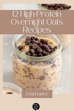 two jars filled with overnight oats and chocolate chips