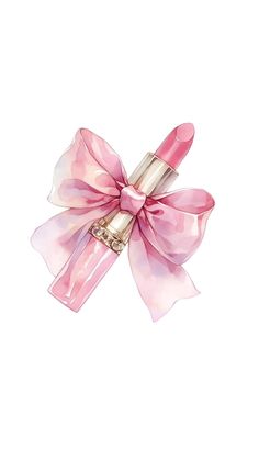 a pink bow on top of a lipstick