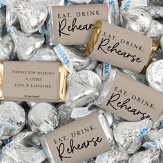 hershey wrappers with the words eat, drink and behance on them