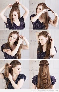 peinados paso a paso | Tutorial paso a paso, peinado sencillo para pelo largo y media melena Twisted Princesses, Twisted Hair, Wedding Hairstyles Tutorial, Princess Hairstyles, Half Up Hair, Twist Hairstyles, Hair Dos, Gorgeous Hair, Half Up