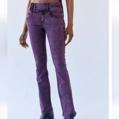 Tag Says Pink, But It's A Pink-Wash Over Black Denim Which Results In A Raisin-Purple Color. Stretchy Flare Legged Jeans. Bdg Brand From Urban Outfitters, New W/ Tag. Edgy Fitted Purple Bottoms, Fitted Edgy Purple Bottoms, Trendy High Rise Purple Jeans, Purple Mid-rise Cotton Jeans, Trendy High-rise Purple Jeans, Casual Stretch Purple Jeans, Casual Purple Stretch Jeans, Casual Mid-rise Purple Jeans, High Rise Purple Jeans For Spring