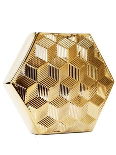 Gold Ceramic Decorative Vase with Luxurious Gold Dimensional Hexagon Shape - KYA Home Decor Circular Vase, Honeycomb Vase, Luxury Vase, Gold Vase, Vase Ceramic, Gold Vases, Ceramic Hand, White Vases, Decor Display