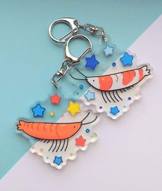 Shrimp Keychain | crowlines Shrimp Cartoon, Cute Aquarium, Shrimp Earrings, General Aesthetic, Shrink Plastic Jewelry, Cherry Shrimp, Shrink Paper, Keychain Ideas, Bling Phone Cases