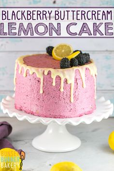 this blackberry buttercream lemon cake is made with only 3 ingredients