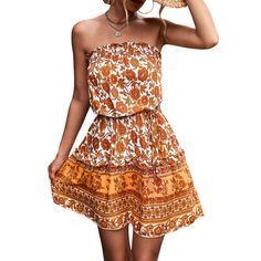 Sematomala Women's Summer Boho Strapless Short Dress Off Shoulder Ethnic Floral Print Frill Tube Top Flowy Sundress With Belt Product Details Size: X-Large Color: Orange Brand: No Brand Mpn: Does Not Apply Upc: Does Not Apply Ean: Does Not Apply * Product Dimensions : 3.94 X 1.97 X 0.39 Inches; 1.76 Ounces * Department : Womens * Date First Available : May 10, 2022 Women Dresses Casual Summer, Beach Holiday Dresses, Floral Wrap Maxi Dress, Boho Mode, Airy Dress, Bohemian Mode, Casual Chique, Bra Dress, Mode Boho