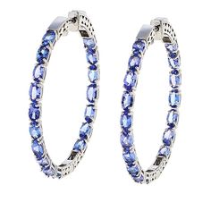 Colleen Lopez Exotic Gemstone Hoop Earrings Your classic hoop earrings, with an exotic gemstone flair.       Approx. 1-11/16"L x 1/16"W with 1-1/2" inside diameter     Stamped .925 sterling silver     Rhodium plating (Tanzanite), gold plating (Aquamarine) or rose gold plating (Morganite)     Pierced with push-lock closures   Stone Information       All sizes and weights approximate     Aquamarine - Oval; 6.69ctw     Clarity-Enhanced Morganite - Oval; 6.77ctw     Tanzanite - Oval; 8.60ctw Oval Fine Jewelry Hoop Earrings For Pierced Ears, Elegant Hoop Jewelry With Gemstone Accents, Formal Gemstone Hoop Jewelry, Gemstone Hoop Earrings Fine Jewelry, Formal Round Gemstone Hoop Earrings, Fine Jewelry Gemstone Hoop Earrings, Fine Jewelry Small Hoop Gemstone Earrings, Elegant Gemstone Hoop Earrings, Gemstone Hoop Earrings For Anniversary