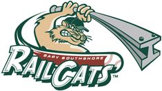 the logo for the gray south shore baseball team, featuring an image of a cat holding a bat