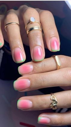 Watermelon Nail Designs, Watermelon Nail Art, Aura Nails, Watermelon Nails, Striped Nails, Soft Nails, Nail Swag, Fake Nail