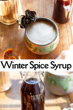 Winter Spice Syrup Diy Syrup, Lattes At Home, Sugar Free Coffee Syrup, Homemade Coffee Syrup, Maple Syrup Recipes, Vegan Pumpkin Spice, Drink Syrups, Simple Syrup Recipes, Spice Coffee