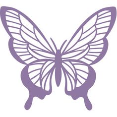 the silhouette of a butterfly is shown in purple on a white background, and it appears to be cut out of paper