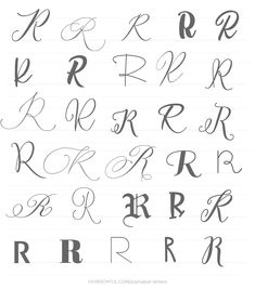 cursive alphabets with different letters and numbers on lined paper, including the letter r