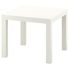 a white square table with two legs