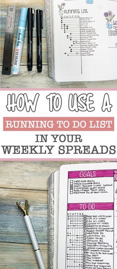 an open book with the title how to use a running to do list in your weekly spreads