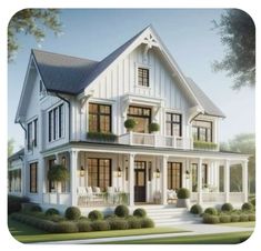 this is an artist's rendering of a house with porches and balconies