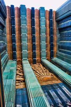 an image of the inside of a building that looks like it is made out of glass