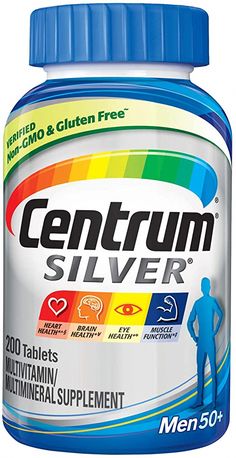 Buy Centrum Silver Multivitamin for Men 50 Plus, Multivitamin/Multimineral Supplement with Vitamin D3, B Vitamins and Zinc, Gluten Free, Non-GMO Ingredients - 200 Count on Amazon.com ✓ FREE SHIPPING on qualified orders Centrum Vitamins, Centrum Multivitamin, Brain Health Supplements, Multivitamin Tablets, Keto Supplements, Healthy Eyes, Age 50