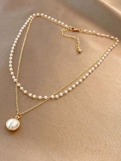 Necklaces Shein, Multi Strand Pearl Necklace, Layered Pearl Necklace, Cute Necklaces, Delicate Gold Necklace, Wedding Bridesmaid Jewelry, Gold Collar, Necklaces Gold