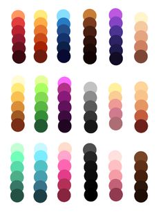 an assortment of different colors of hair on a white background, with the same color in each row