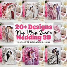 Couple Mug, Floral Mug, Wedding Mugs, Mug Template, Mug Sublimation, Couple Mugs, Mug Wrap, Wedding Couple