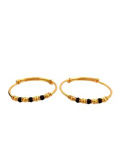 22K Gold Black Beads 2 Pieces Set Of Baby Bangles imported from Dubai. -22K Gold -14.2 grams Gold Black Beads, Modern Diamond Rings, Baby Jewellery, Black Beats, Gold Earrings For Kids, 22k Gold Ring, Lab Diamond Engagement Ring