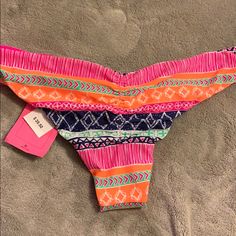 Nwt With Hygienic Liner, Rip Curl Cheeky Bikini Bottoms. Cute And Fun! Juniors Size L, Fits Small! Stretch Pink Summer Swimwear, Pink Stretch Summer Swimwear, Pink Printed Swimwear For Vacation, Pink Beachy Bottoms For Beach Party, Pink Printed Pool Bottoms, Fun Pink Swimwear For Beach, Pink Tie-side Bottoms For Vacation, Pink Tie-side Vacation Bottoms, Trendy Pink Swimwear For Vacation