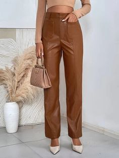 Handmade Pants, Brown Leather Pants, Leather Clothes, Designer Leather Jackets, Brown Leggings, Leather Pants Women, Black Leather Pants, Leather Pant, Slim Fit Trousers