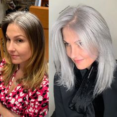 Κούρεμα Bob, Grey Roots, Gray Hair Growing Out, Macaroon Recipes, Silver Grey Hair