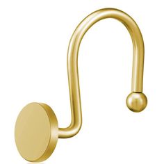 an image of a gold metal hook with a round handle on the end and a circular knob