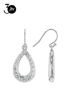 Sterling Silver Diamond-Cut Teardrop Dangle Earrings. Measures approximately 1 5/16" L x 9/16" W and have fishhook backings. Silver Teardrop Hoop Earrings With French Hook, Metal Fish Hook Earrings, Silver Drop Earrings With Fish Hook, Nickel-free Dangle Teardrop Earrings, Teardrop Earrings With Fish Hook, Metal Teardrop Drop Earrings, Teardrop Fish Hook Earrings, Elegant Fish Hook Drop Earrings, Sterling Silver Fish Hook Earrings