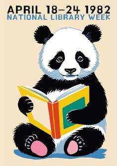 Cute and cozy literary decor for your home #BookishFavorites #LitInspiredSpaces
1982 National Library Week Poster - Cute Panda Reading Book - Retro Educational Wall Art - Library Decor - Book Lover Gift Mailed Prints