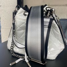 Awesome Bag! You Will Receive Many Compliments, As This Is Very Original, And Very Unique Trendy White Bag With Silver-tone Hardware, Trendy White Shoulder Bag With Silver-tone Hardware, White Bag Strap For Everyday, Everyday White Adjustable Bag Strap, Everyday Adjustable White Bag Strap, White Crossbody Bag Strap For Travel, White Bags With Silver-tone Hardware For Everyday Use, White Adjustable Crossbody Bag Strap, White Shoulder Bag With Strap