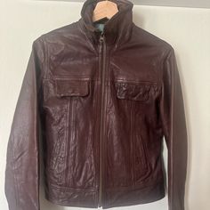 Nwot. This Leather Jacket Has Never Been Worn. It’s Real Leather. Classic Leather Jacket For Winter, Everyday Brown Leather Jacket For Fall, Everyday Fitted Brown Outerwear, Everyday Brown Fitted Outerwear, Brown Fitted Outerwear For Everyday, Leather Jackets, Real Leather, Lucky Brand, New Color