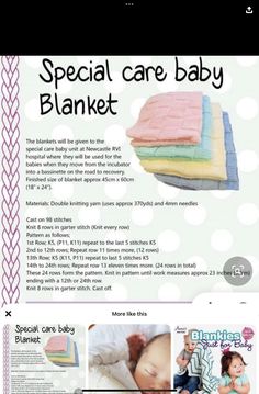 the baby blanket is being displayed in this ad