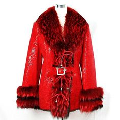 100% Leather Shearling Coat Jacket Collar Red Size L Brand New 114 100% Italian Leather - Stock #114 Coat Jacket Shearling. Please See All Pictures For More Details, As They Are Mai Part Of A Description! 28" Long, Shoulders 17", Sleeve 25.5", Chest 20.5" Waist 19.5", Bottom 25" All Measurements Were Taken Flat! To All Our International Buyers: We Are Not Responsible For Any Custom Duties In Your Country Red Fur Coat With Faux Fur Trim For Winter, Red Winter Fur Coat With Faux Fur Trim, Winter Red Fur Coat With Faux Fur Trim, Designer Leather Jacket For Formal Winter Occasions, Designer Red Leather Jacket For Winter, Designer Red Leather Outerwear, Luxury Red Leather Jacket, Luxury Fitted Red Leather Jacket, Red Leather Winter Outerwear