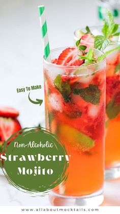 strawberry mojito with mint and lime on the side