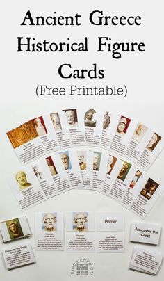 an ancient greek historical figure cards with free printables for kids to play on